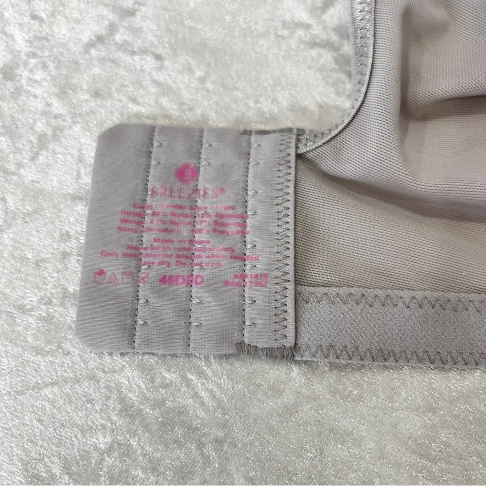 Breezies Underwire Diamond Shimmer Unlined Support Bra Plus Size 48DDD Gray Grey - Picture 9 of 9